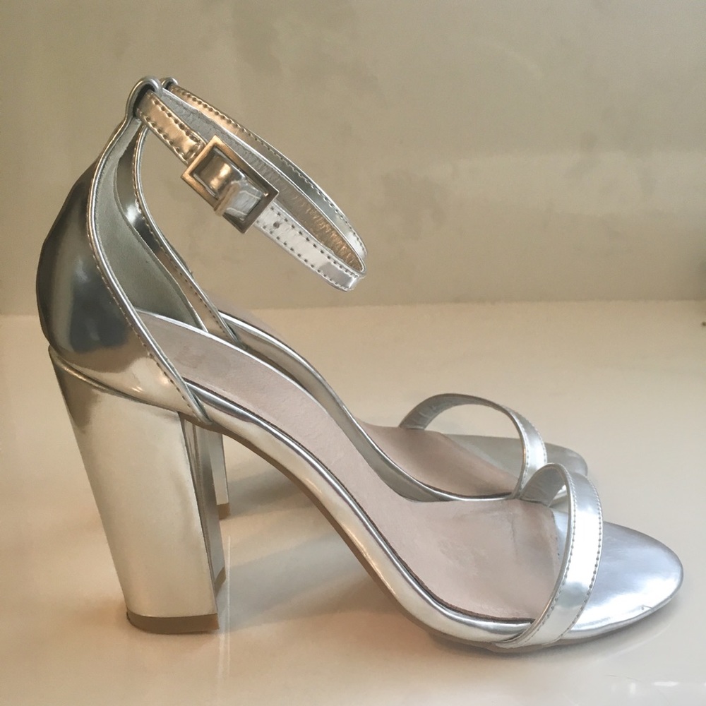 Silver strappy heels